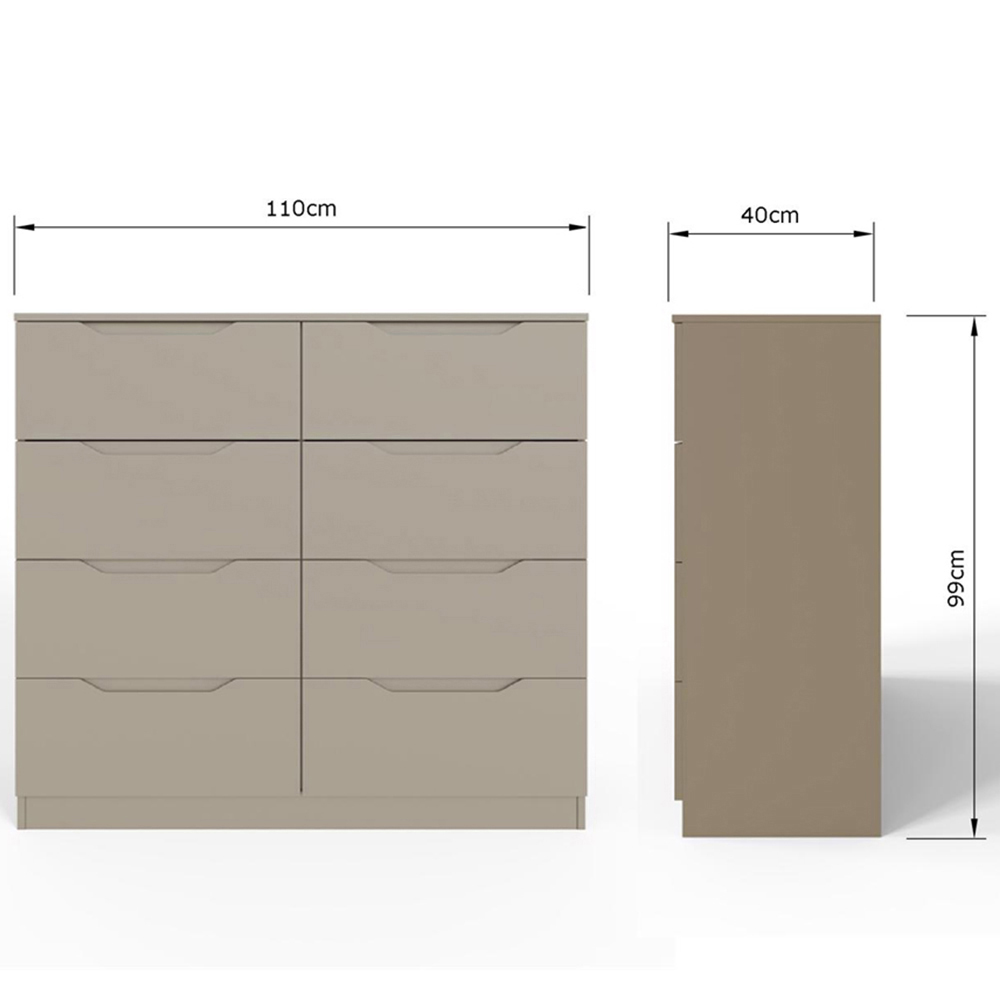 FWStyle Luno 8 Drawer Brown Modern Wide Chest of Drawers Image 7