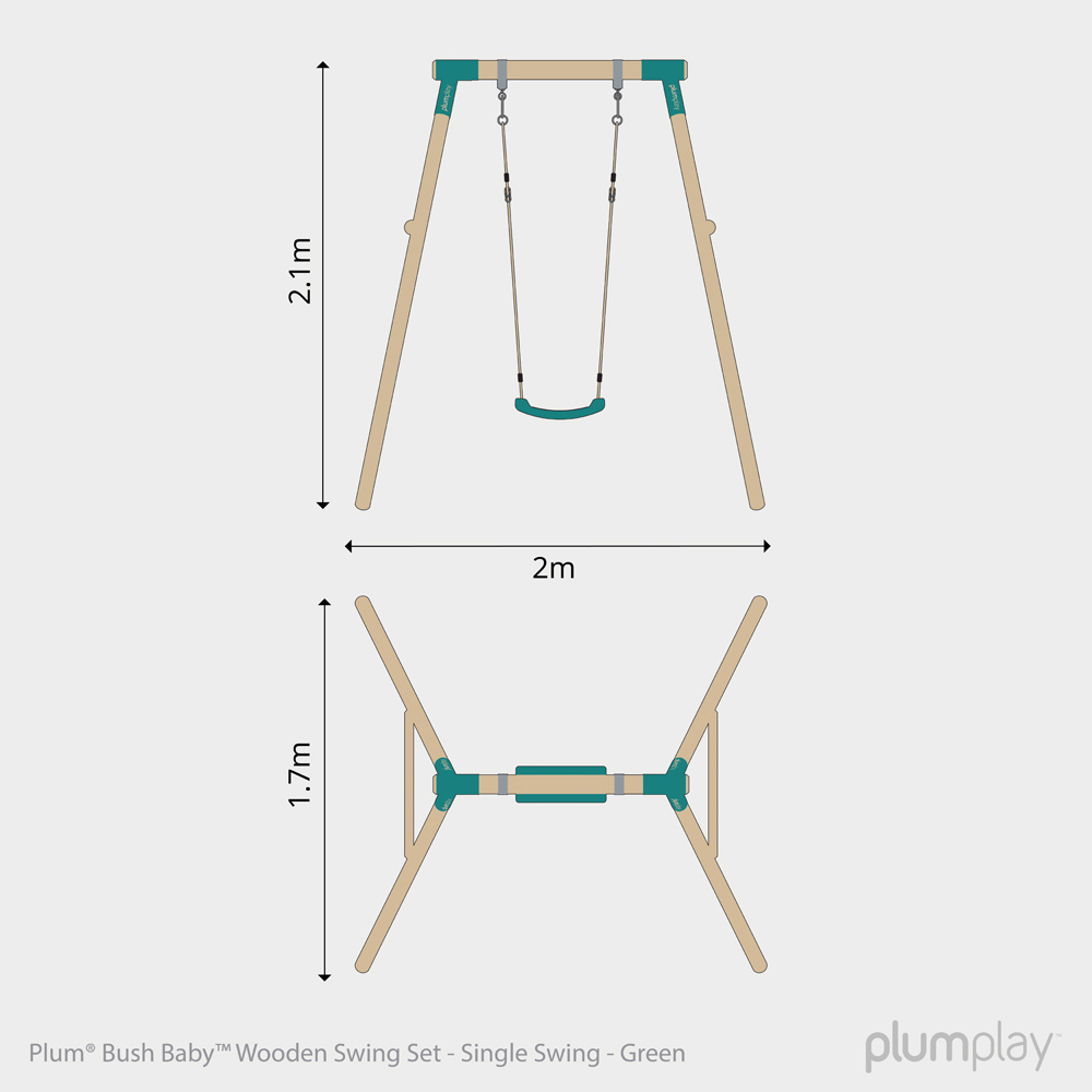 Plum Play Bush Baby Kids Green Wooden Single Swing Set Image 5