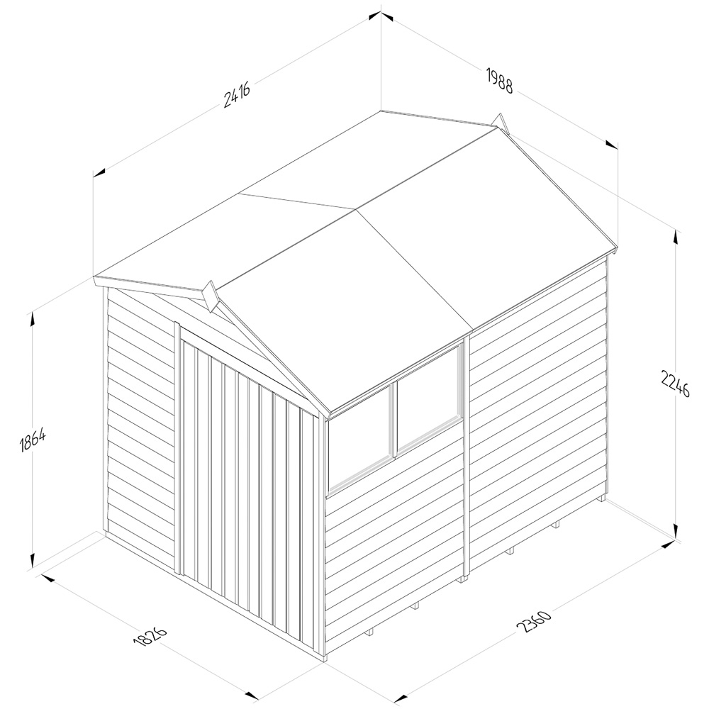 Forest Garden 4LIFE 6 x 8ft Double Door 2 Windows Apex Shed Image 9