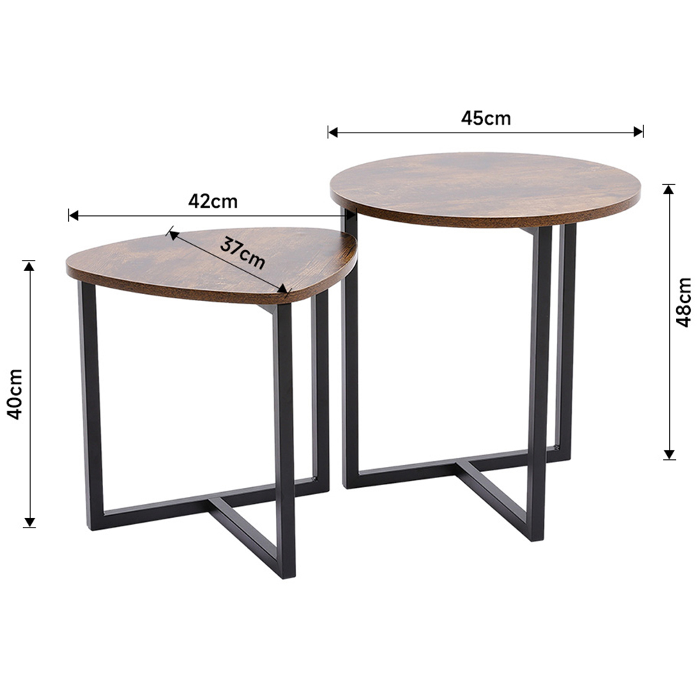 Living and Home Set of 2 Round and Triangular Nest of Tables Image 9