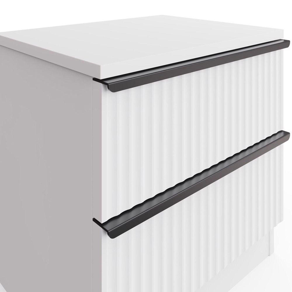 FWStyle Lania 2 Drawer White Scalloped Ripple Effect Bedside Chest Image 4