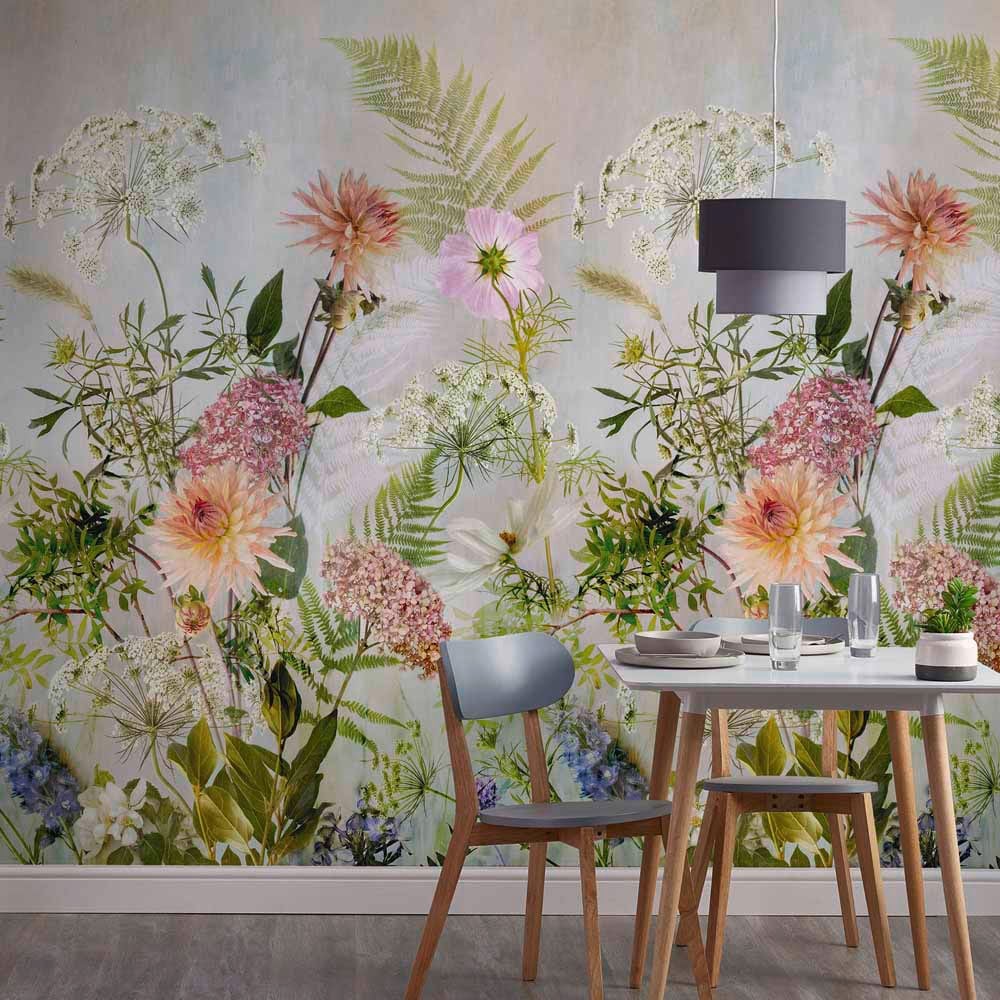Grandeco Meadow Floral 3 Lane Wall Mural Image 2