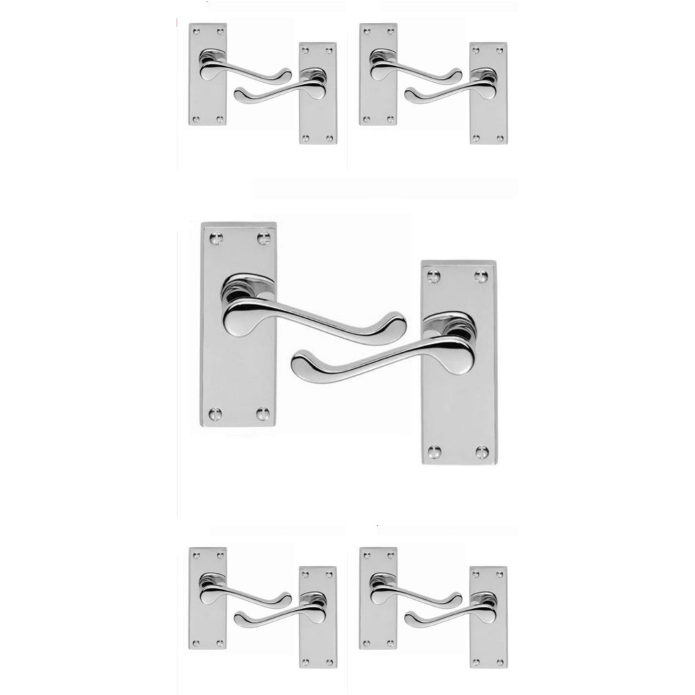 Golden Grace Victorian Scroll Lever Polished Chrome Latch Handles 5 Pack Image 2