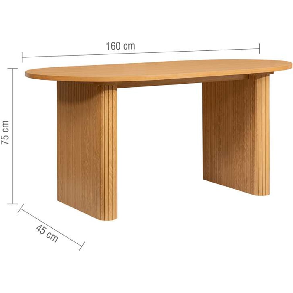 Birlea Axel 4 Seater Oval Fluted Dining Bench Set Oak and Grey Image 7