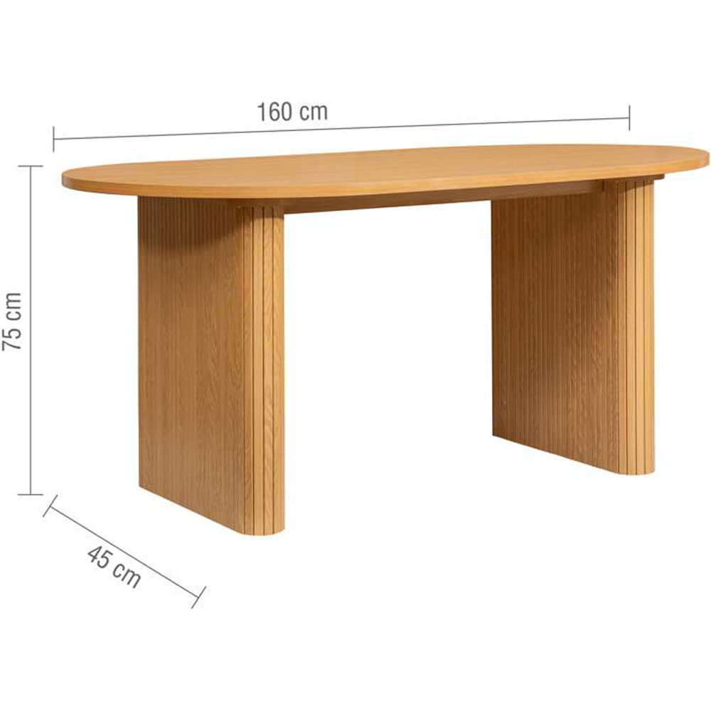 Birlea Axel 4 Seater Oval Fluted Dining Bench Set Oak Image 7