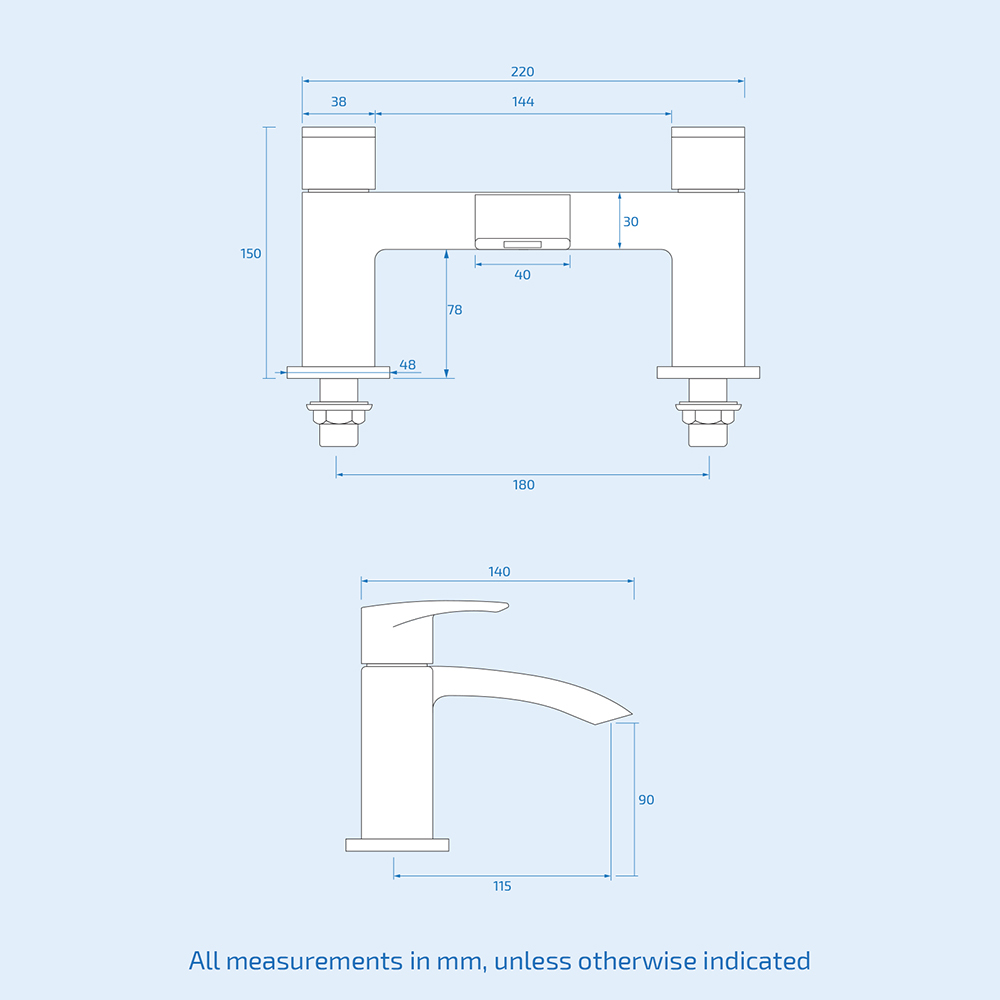 Nes Home Nexa Waterfall Chrome Bath Filler and Basin Mixer Tap Image 4
