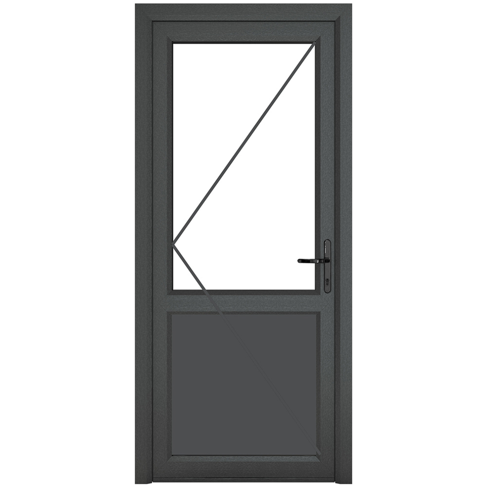 Crystal uPVC Triple Glazed Door Half Glass Half panel Left hand Grey White Clear Glass 840x2090mm Image 2