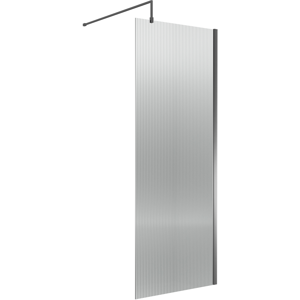 nuie Brushed Pewter Fluted Wetroom Screen 1850 x 800 Image 1