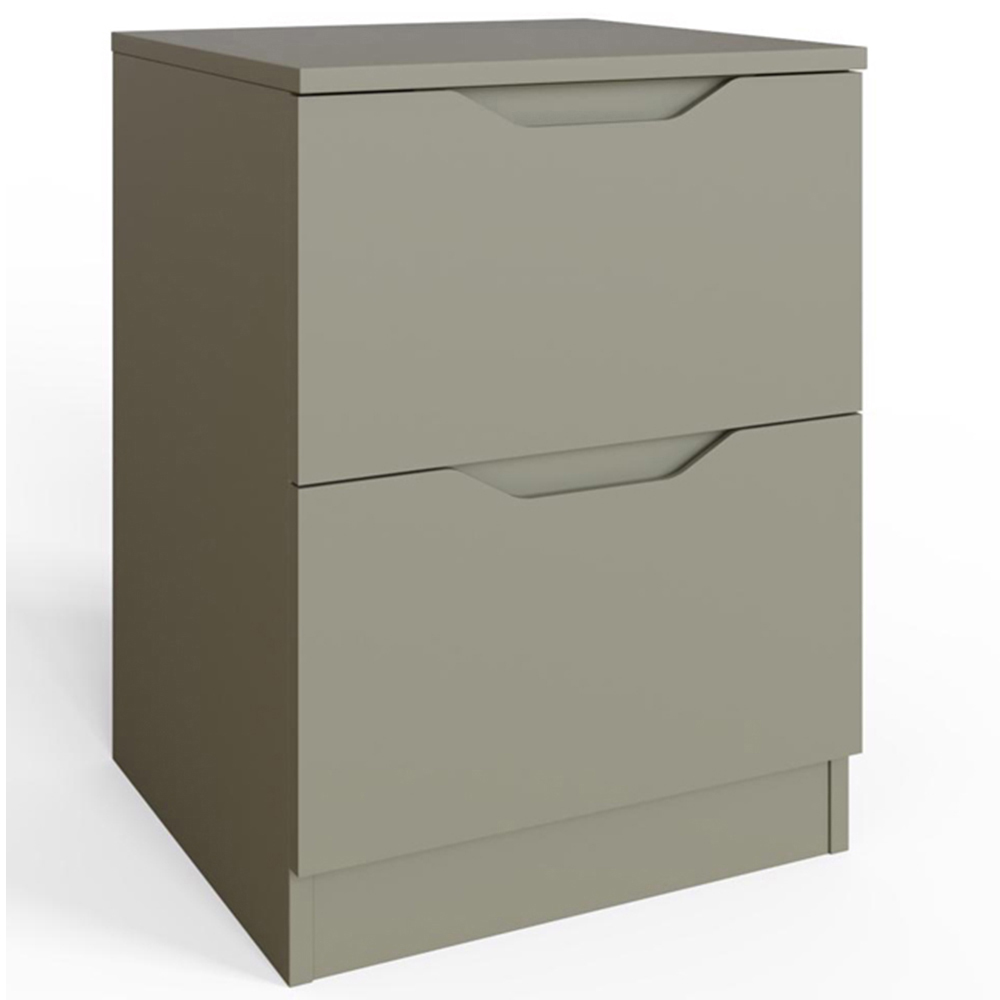 FWStyle Luno 2 Drawer Green Modern Bedside Table Image 2