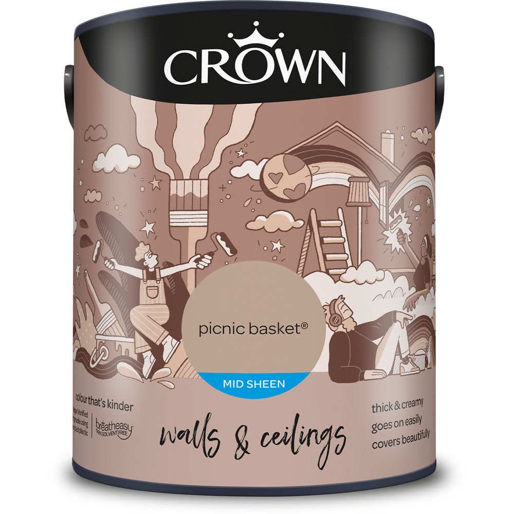 Crown Walls & Ceilings Picnic Basket Mid Sheen Emulsion Paint 5L Image 2