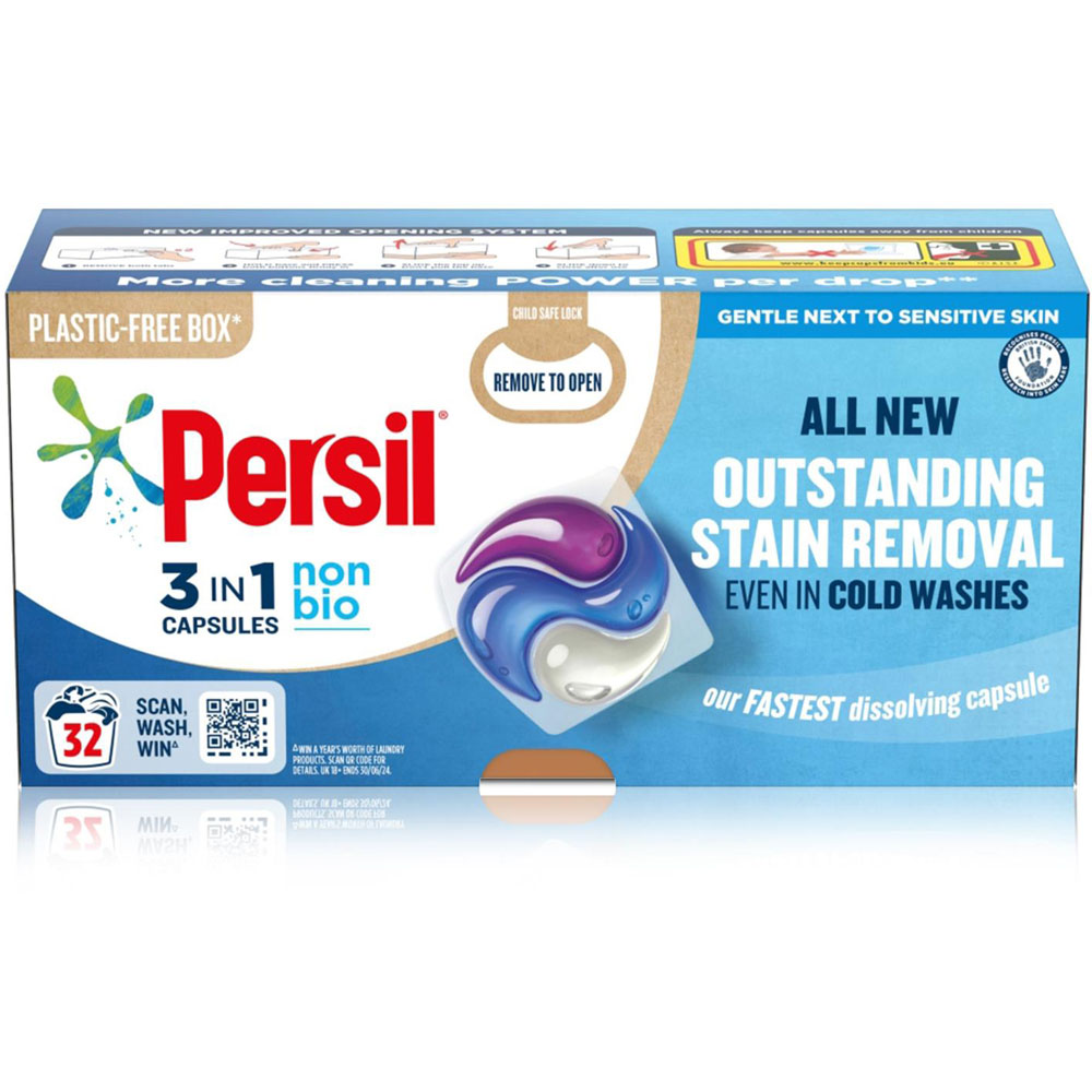 Persil 3 in 1 Non Bio Washing Capsules 32 Washes 675.2g 6 Pack Image 2