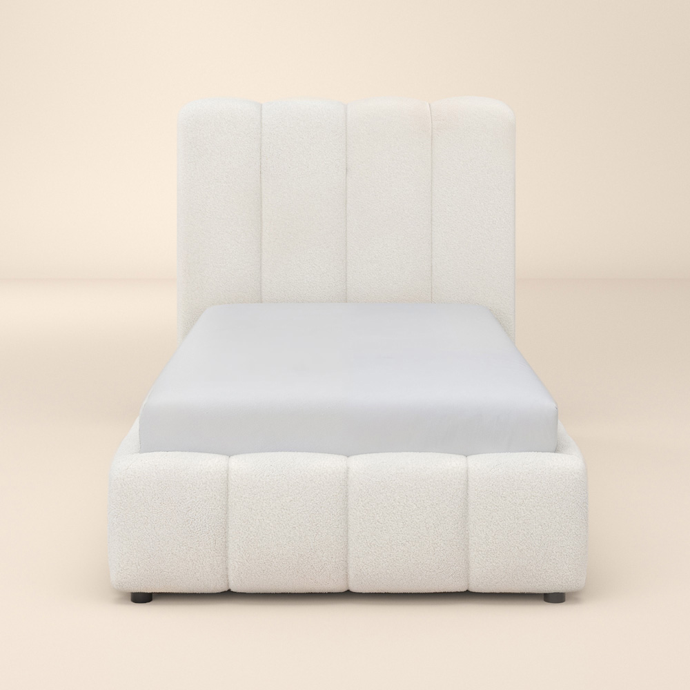 Solace+Co Emilie Single Boucle Ribbed Fabric Ottoman Bed Image 3