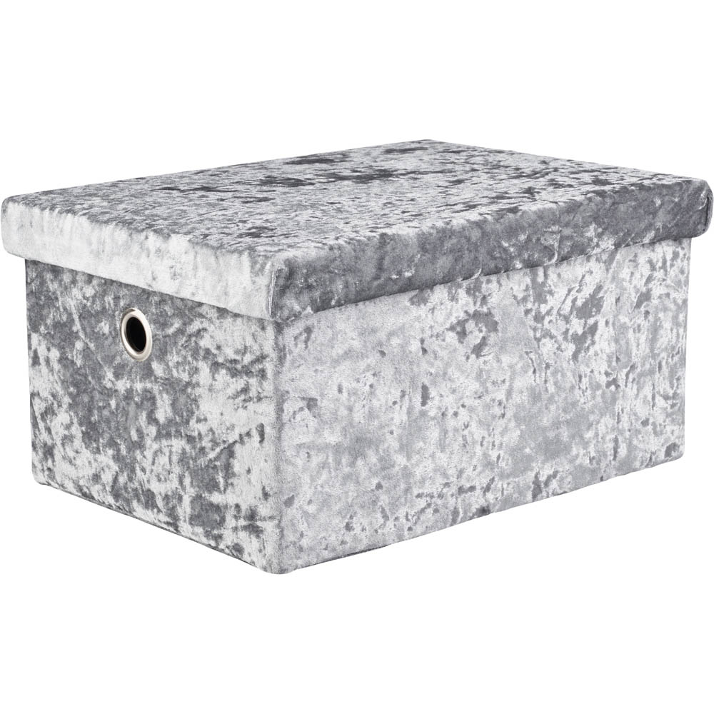 Homebase Grey Velvet Storage Box Set of 3 Image 2