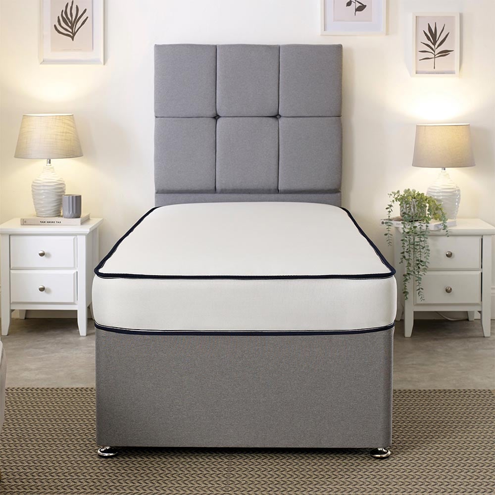 Extreme Comfort Single Blue and White Flat Top Open Coil Spring Mattress Image 4