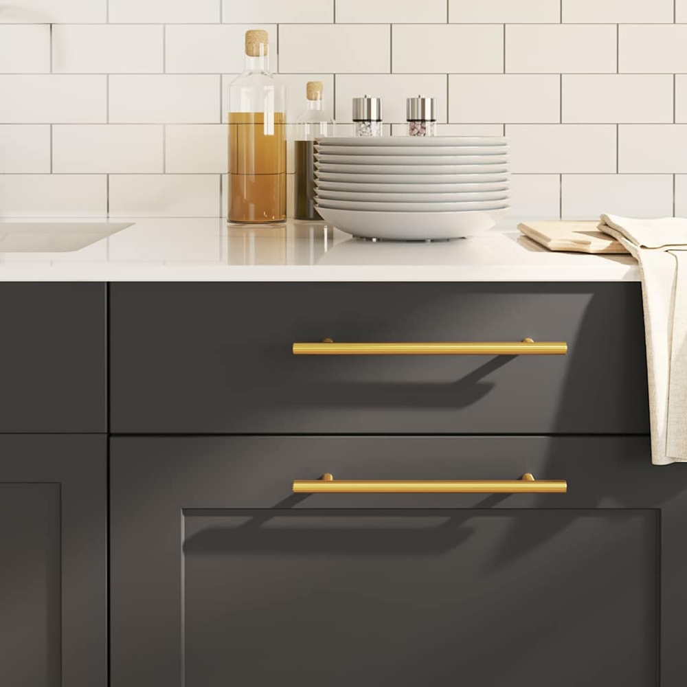 Wallplus Gold Stainless Steel Standard T-Shaped Cabinet Handle 25.6cm 5 Pack Image 2