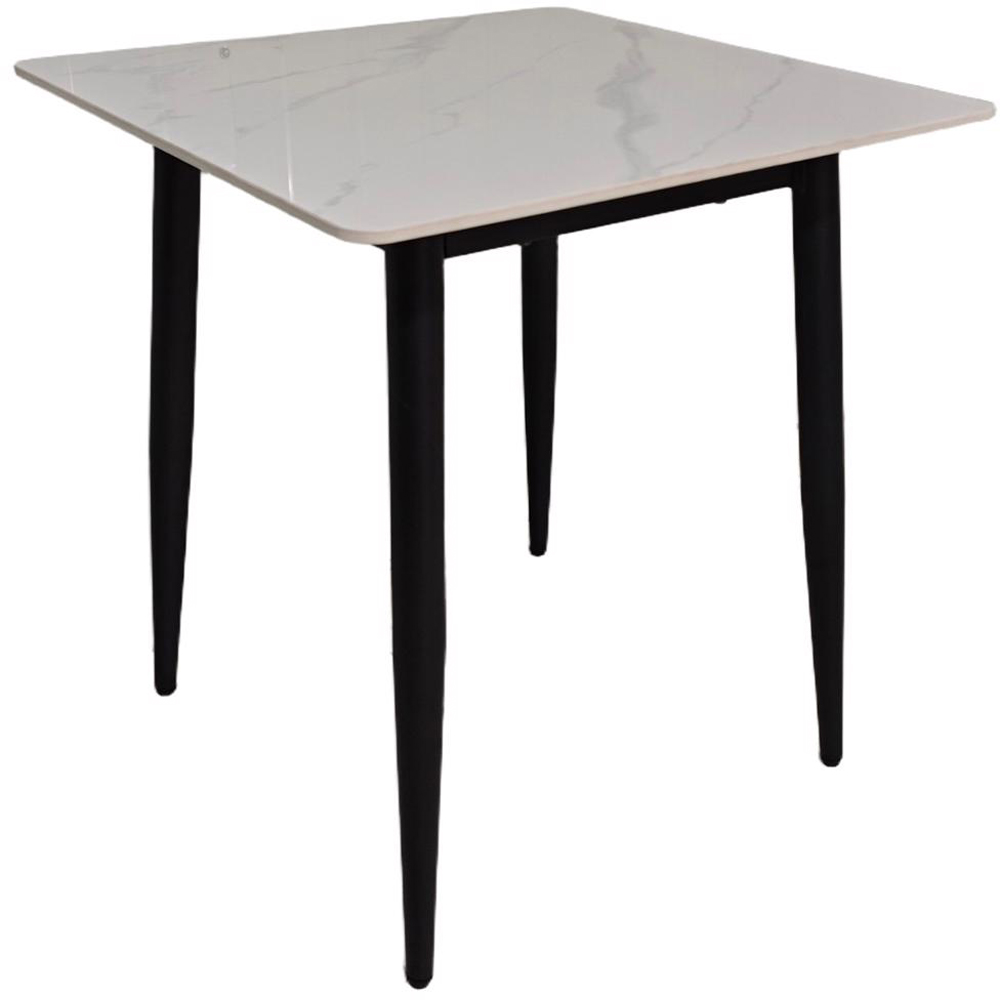 FWStyle Nova 2 Seater Sintered Stone Marble Effect Heat Resistant Fixed Top Dining Table Cream Image 2