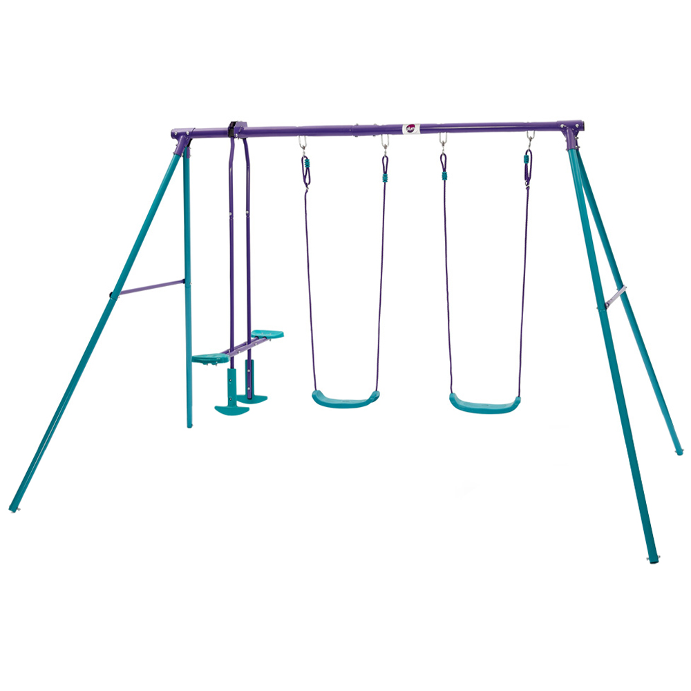 Plum Play Jupiter Purple and Teal Double Swing and Glider Set Image 1