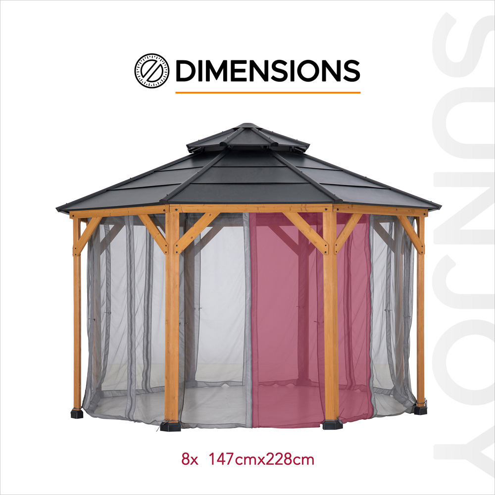Sunjoy 3.9 x 3.9m Accessory Netting for Outdoor Steel Gazebo (Gazebo Not Include) Image 4