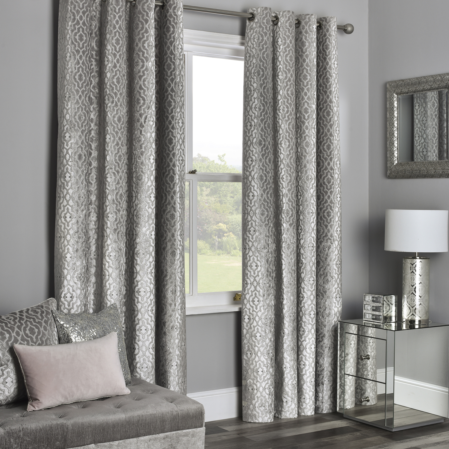 Divante Halo Velvet Lined Curtains 183 x 168cm Image 2