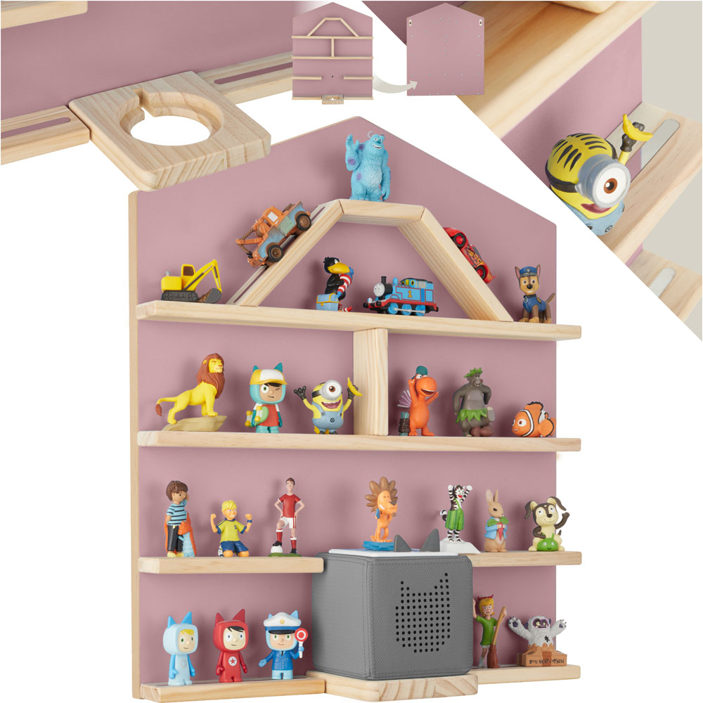 tectake Mylittle Story Pink House Design Wall Mounted Floating Shelf Image 2