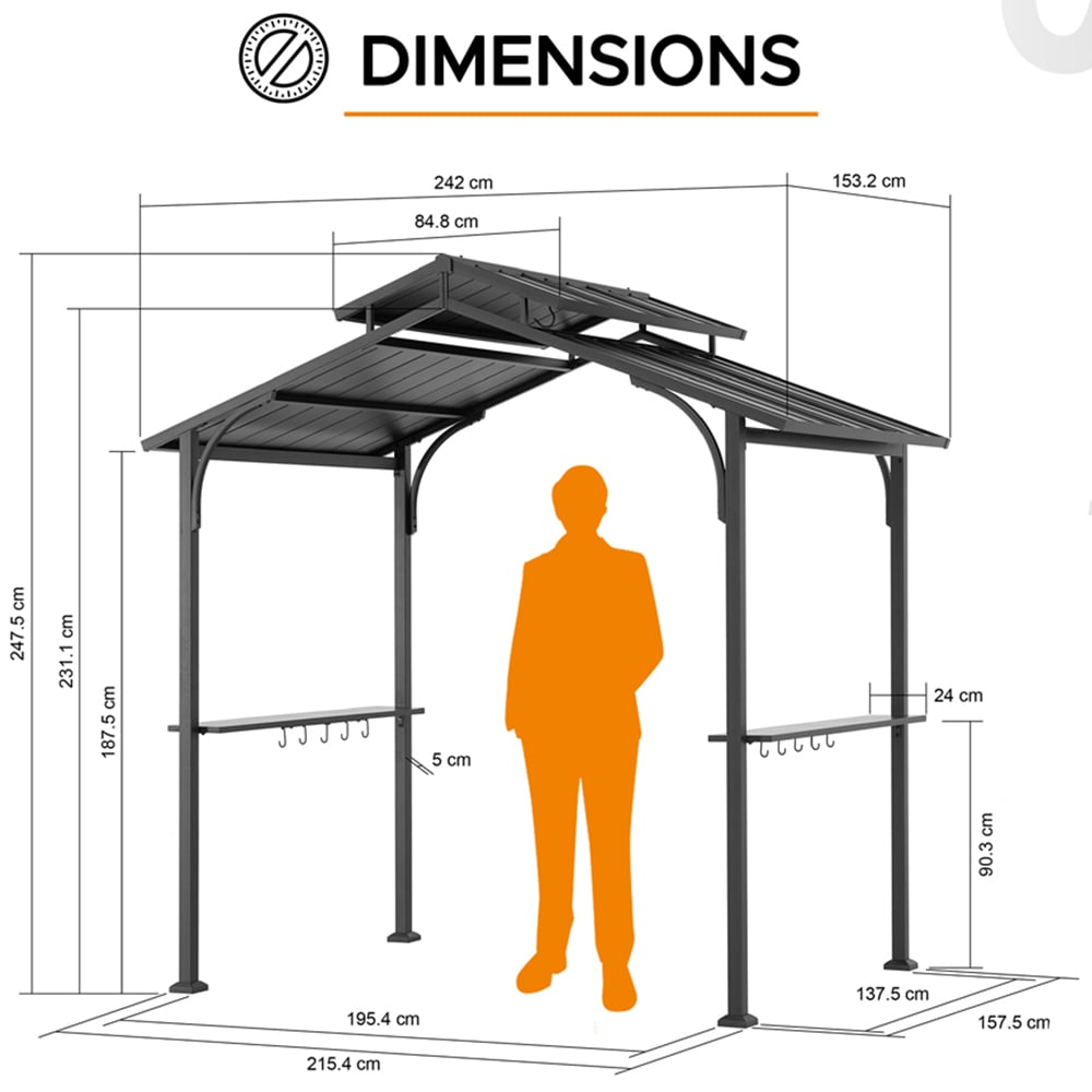 Sunjoy Hanscom 2.4 x 1.53cm Anthracite Steel Frame Gazebo Image 7