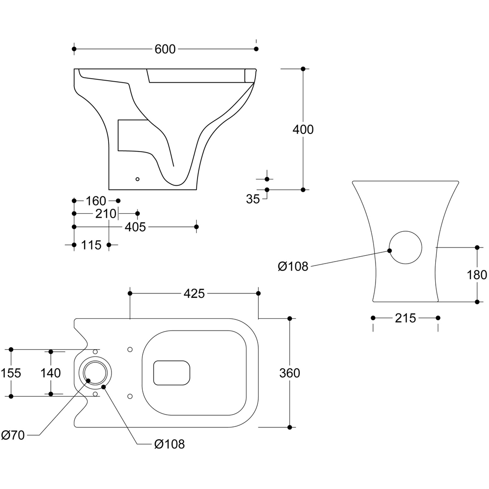 Bathstore Algarve Close Coupled Open Back WC and Soft Close Wrap Seat with Dual Flush Image 4