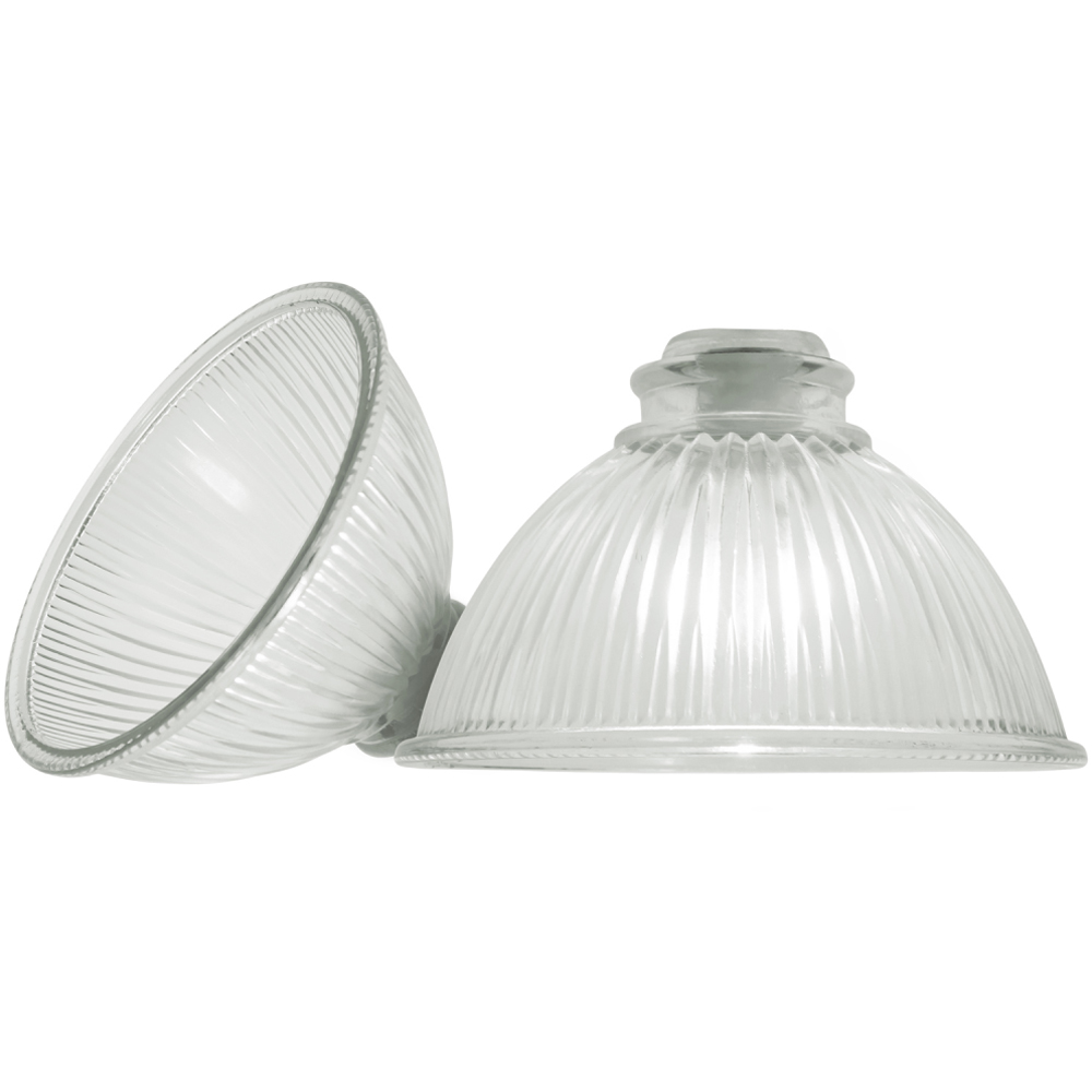 Happy Homewares American Diner Clear Glass Shade with Ribbed Lines 2 Pack Image 3