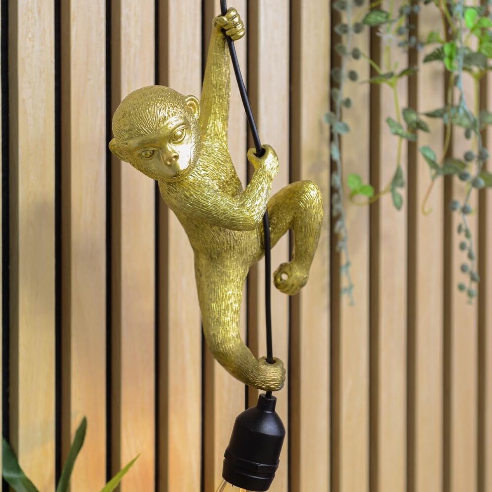 Solar Hanging Monkey Light - Gold Image 3