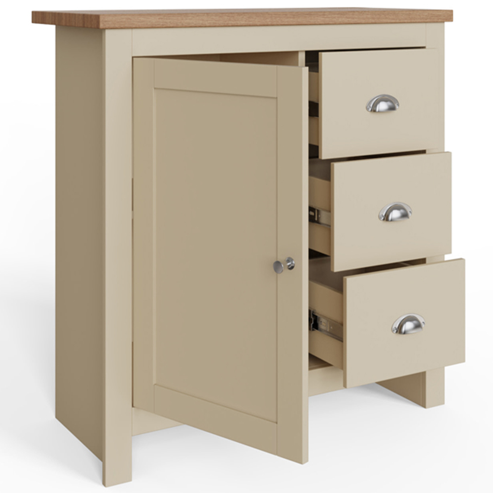 GFW Lancaster Single Door 3 Drawer Cream Sideboard Image 4