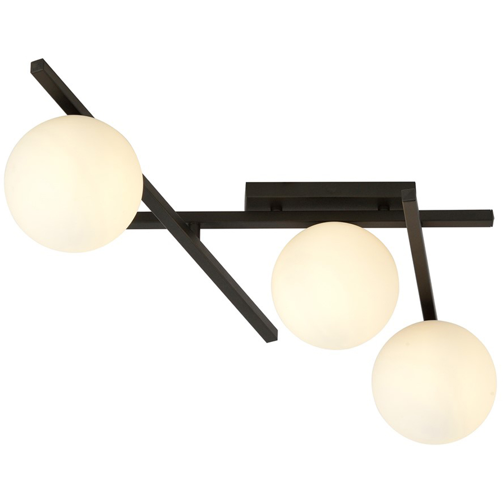 Emibig Smart 3 Light White Shade Black E14 Ceiling Pendant Light Image 3