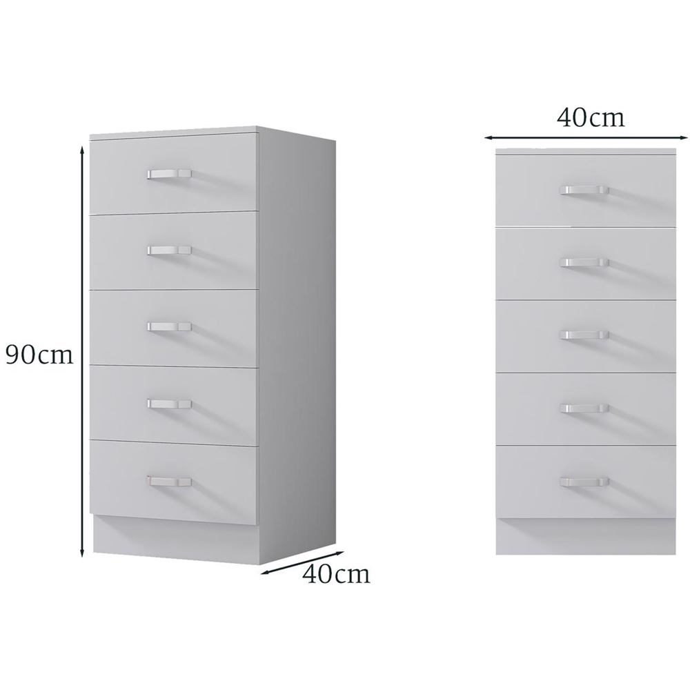 FWStyle Tunis Matt White 5 Drawer Slim Chest Image 7