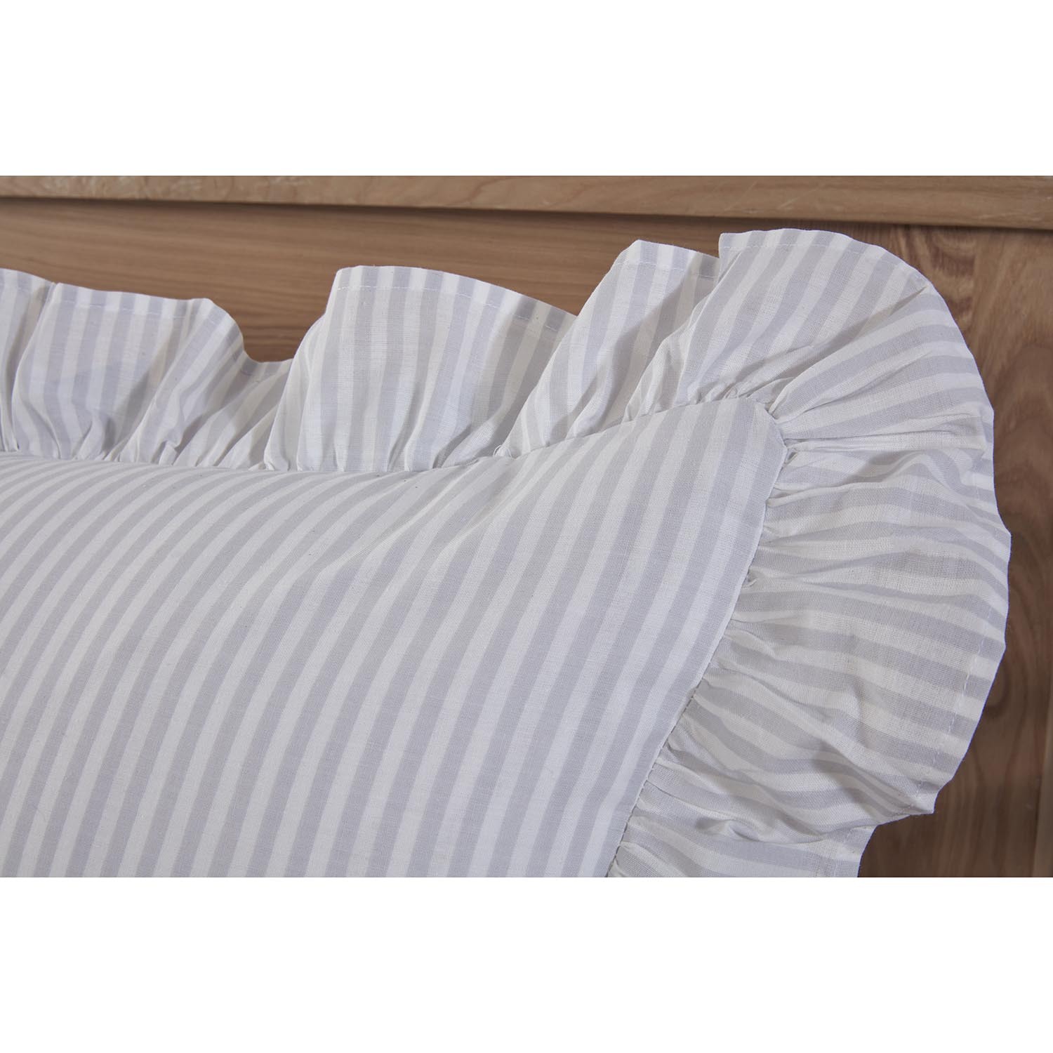 Sadie Ruffle Duvet Cover and Pillowcase Set - Grey / Superking Image 3