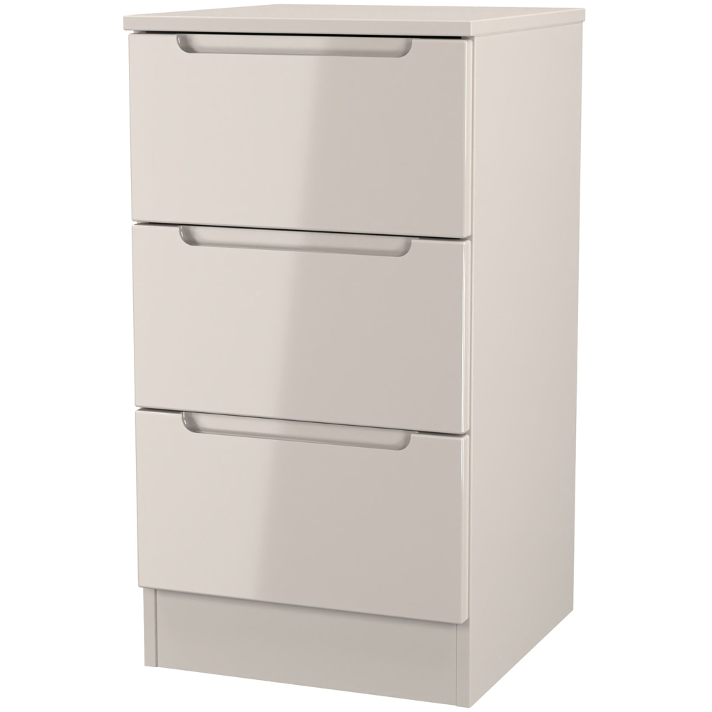 Crowndale Milan 3 Drawer Kashmir Gloss and Kashmir Bedside Cabinet Ready Assembled Image 2