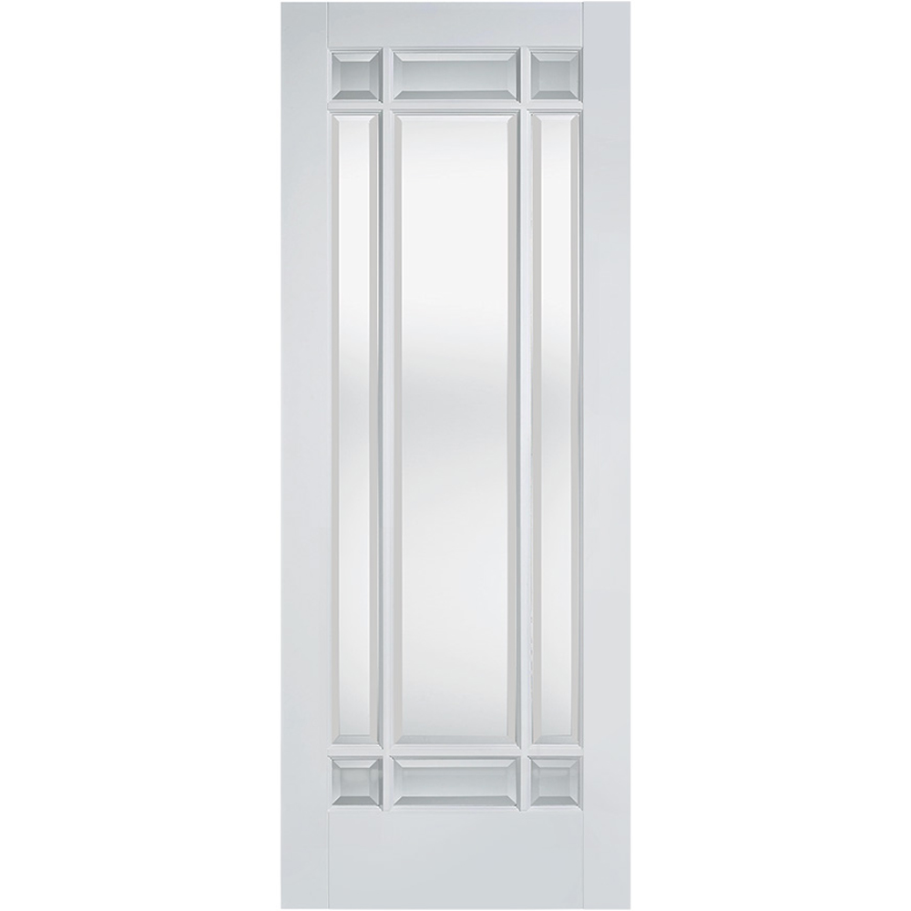 LPD Doors Manhattan White 9L Clear Bevelled Glass Primed Internal Door 1981 x 686mm Image 1