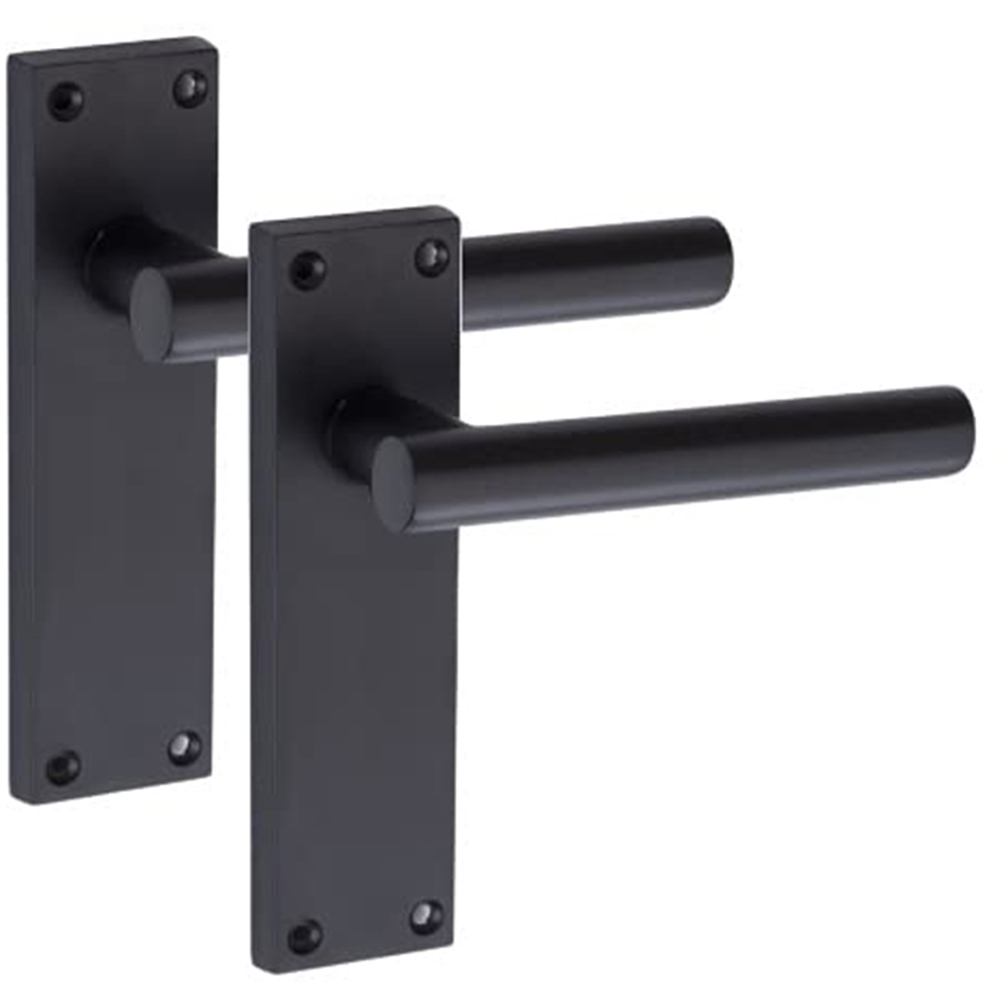 Golden Grace Matt Black T-Bar Lever Backplate Door Handles Set 150 x 40mm 6 Pack Image 2