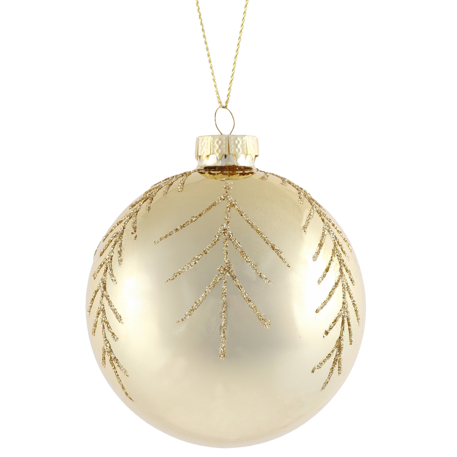 Shiny Leaf Glitter Bauble Gold - Gold Image