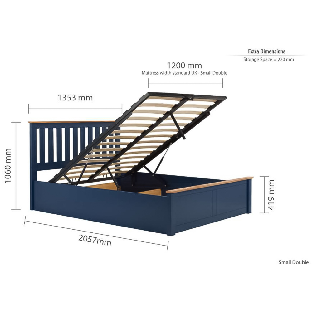 Phoenix Small Double Blue Ottoman Bed Image 9