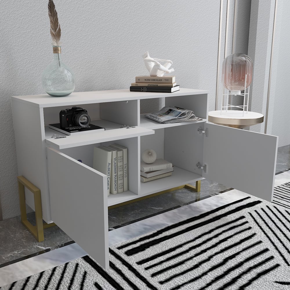 Decorotika Utopie 3 Door Singe Shelf White Modern Storage Cabinet Image 8