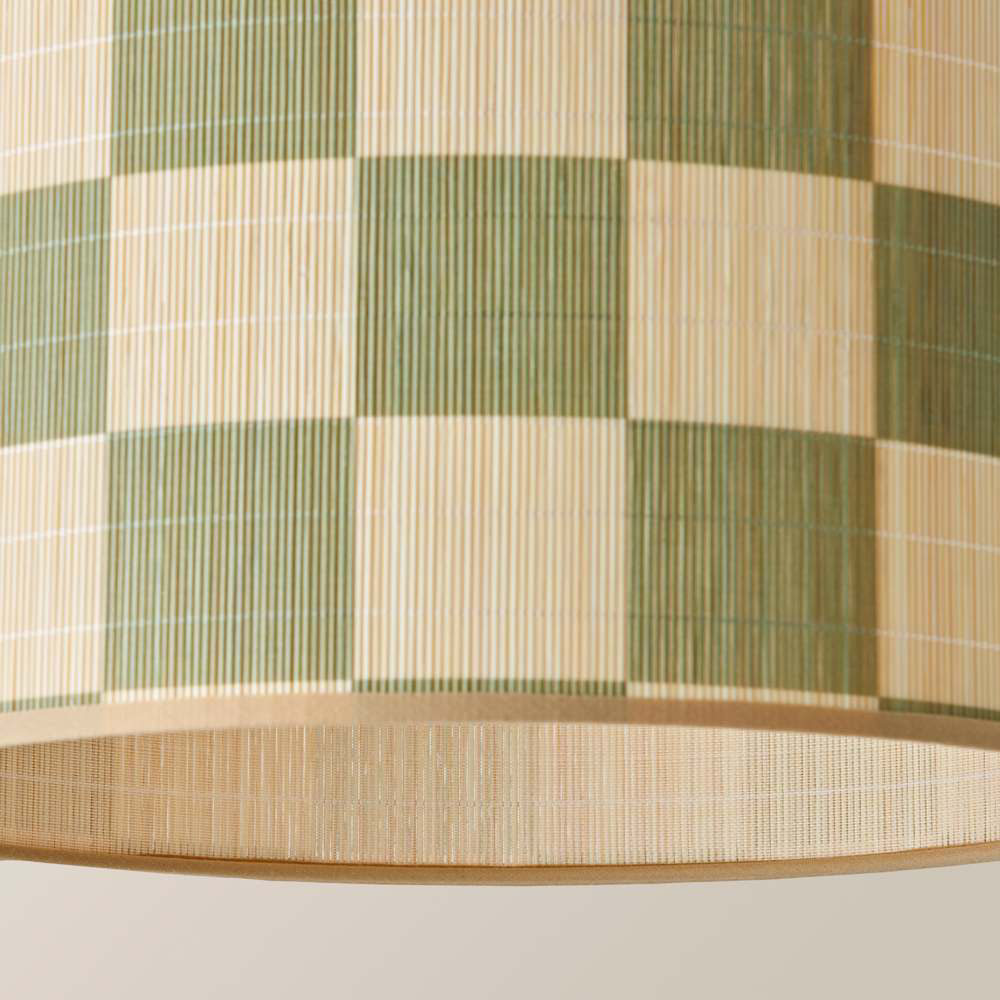 ValueLights Lori Green Checkerboard Bamboo Ceiling Drum Lamp Shade Image 6