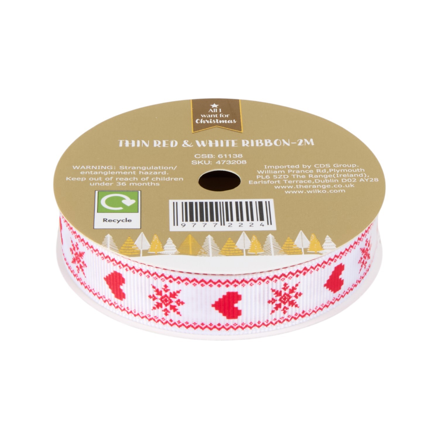 Thin Red and White Ribbon Image 2