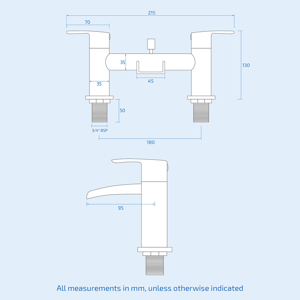 Nes Home Corry Waterfall Chrome Bath Shower Mixer and Basin Mono Tap Image 4