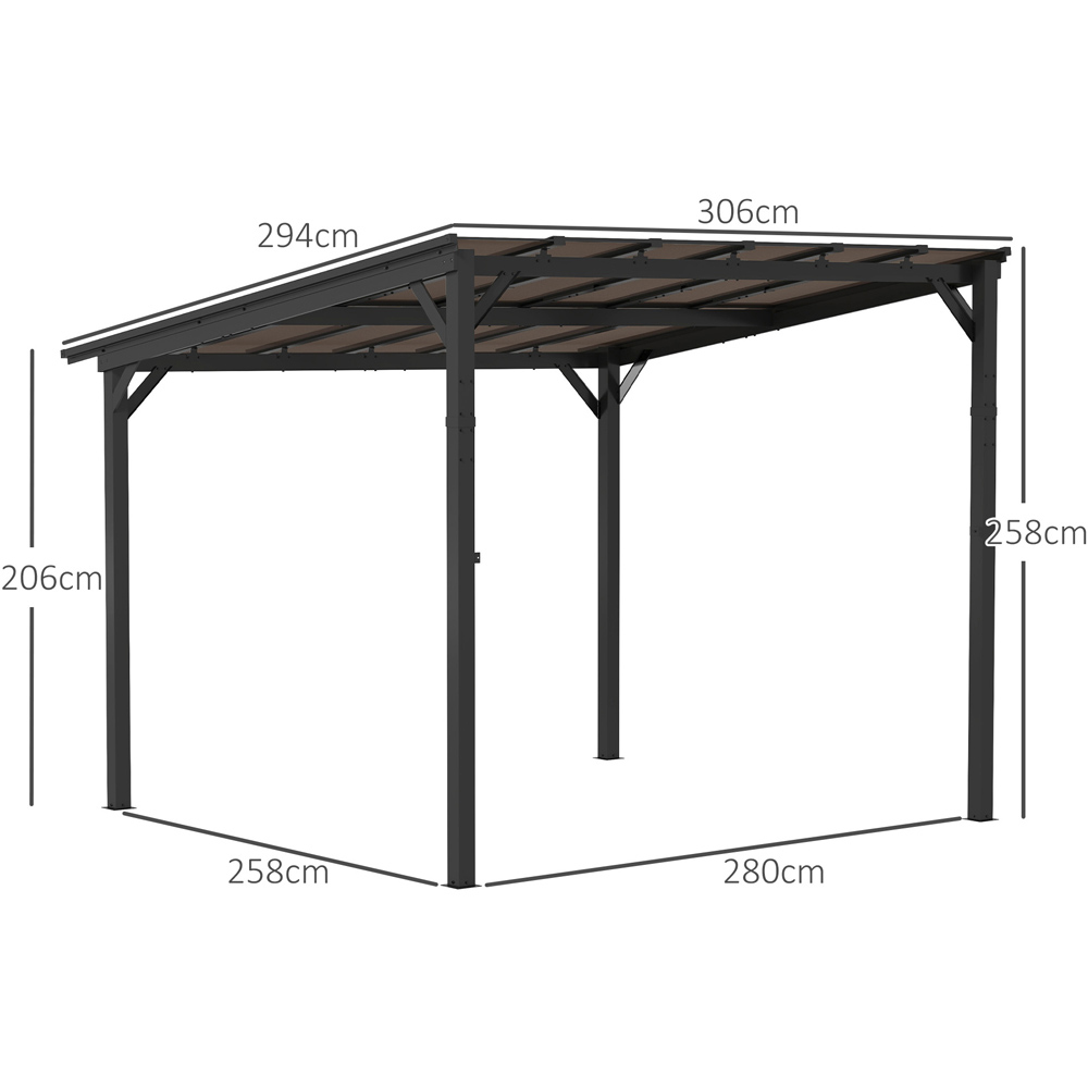 Outsunny 3 x 3m Black Pergola with Waterproof Roof Image 8