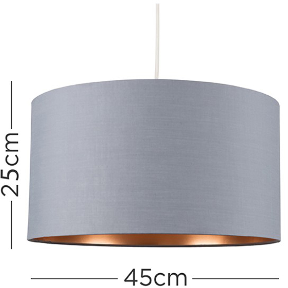 ValueLights Reni Grey with Metallic Copper Ceiling Drum Lamp Shade XL Image 5