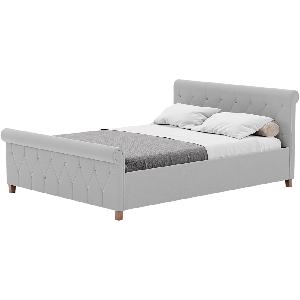 Home Vida Vittorio King Size Light Grey Linen Bed Image 2