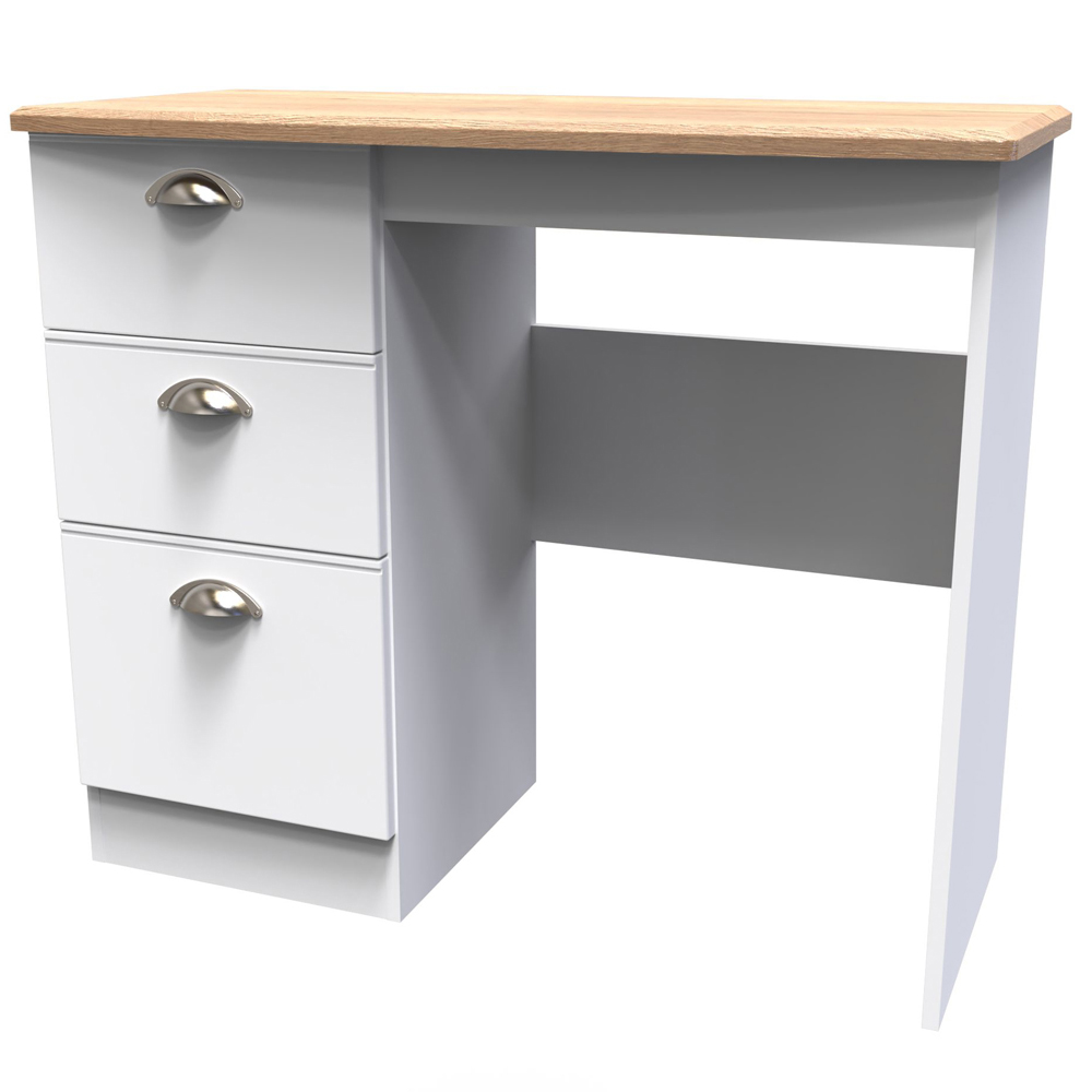 Crowndale Victoria 3 Drawer White Ash and Oak Computer Desk Image 4