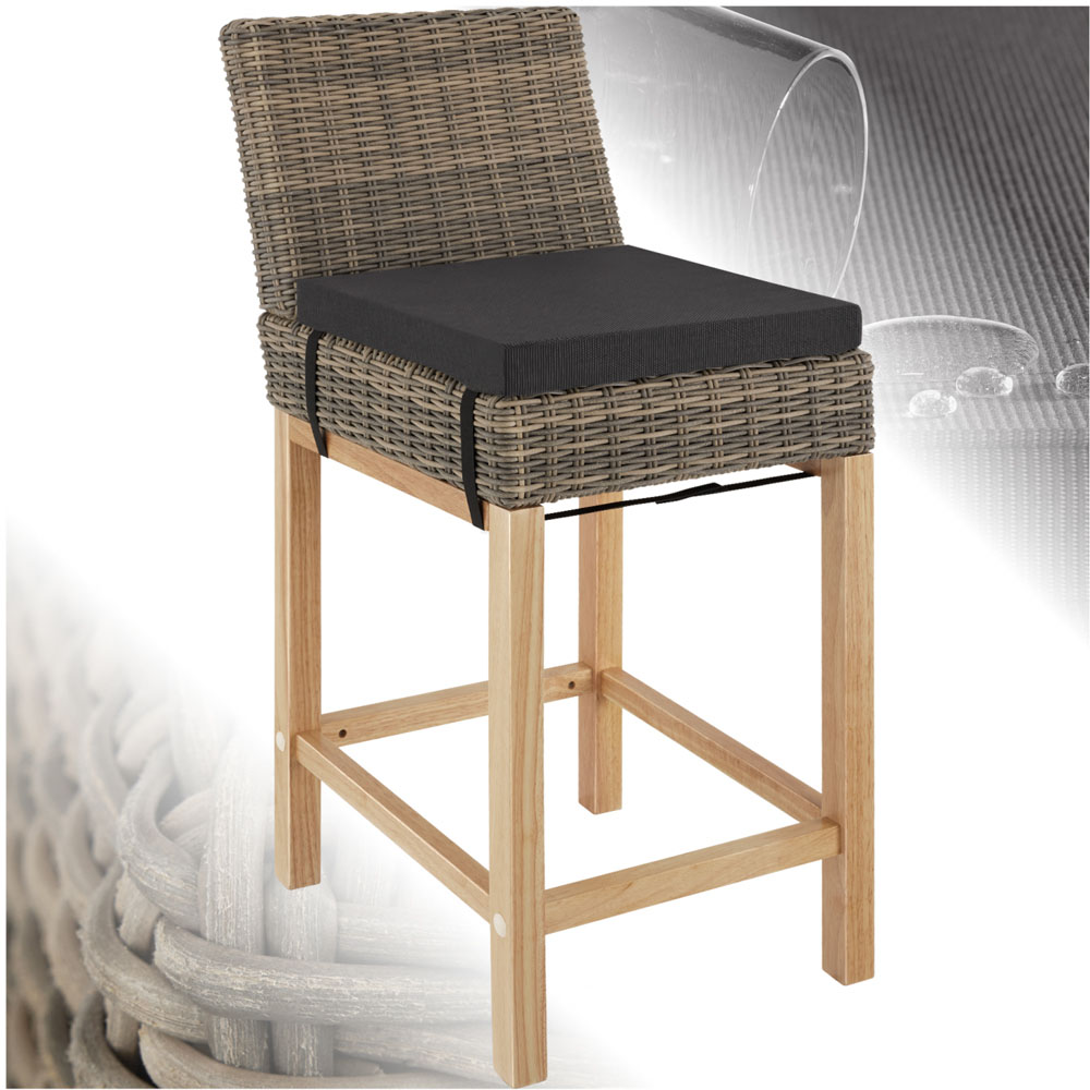 tectake Latina Nature Polyrattan and Aluminium Frame Bar Stool Image 2