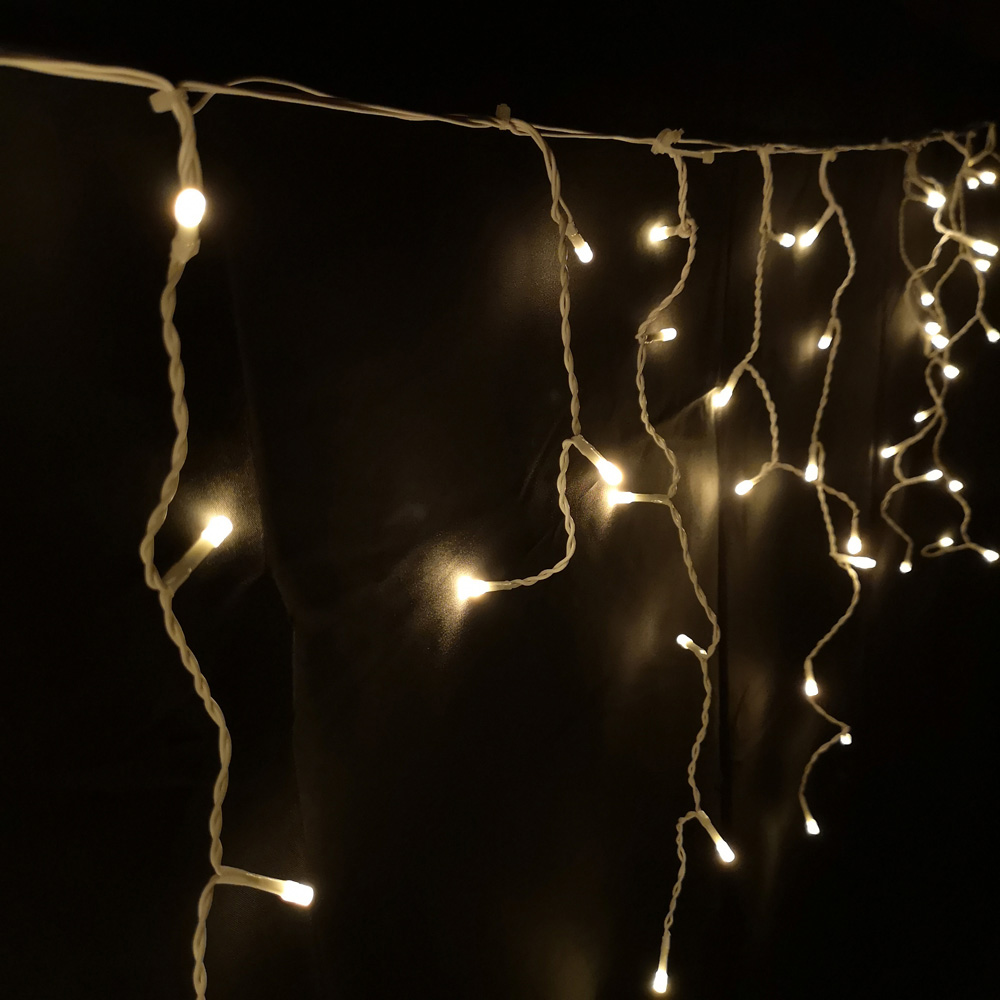 Premier IcicleBrights 640 Warm White LED Multi-Function White Cable Icicle Light 16m Image 2