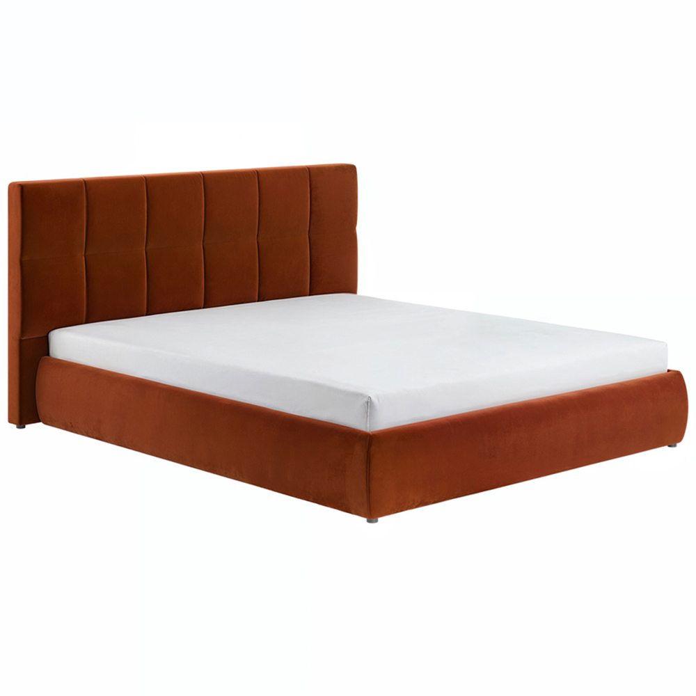 Solace+Co Mika Double Burnt Orange Velvet Ottoman Bed Image 2