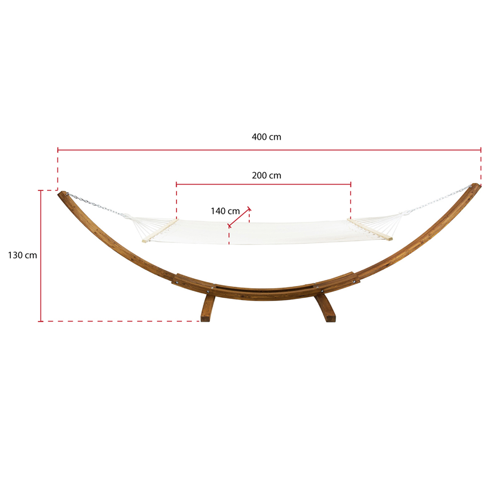 Charles Bentley Cream Canvas Extra Large Hammock with Wooden Arc Stand Image 9