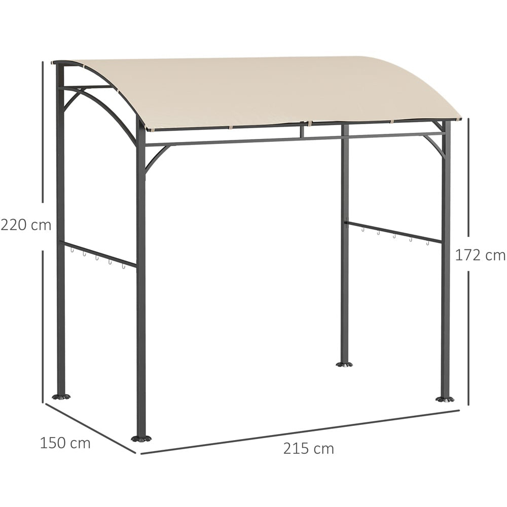 Outsunny 2.2 x 1.5m Beige Metal Frame BBQ Grill Gazebo Canopy Image 8